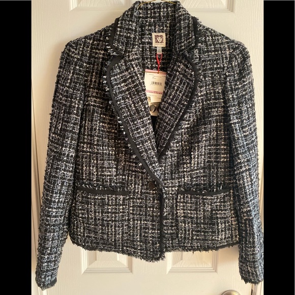 NWT Anne Klein Black and White Tweed Jacket - Picture 1 of 4
